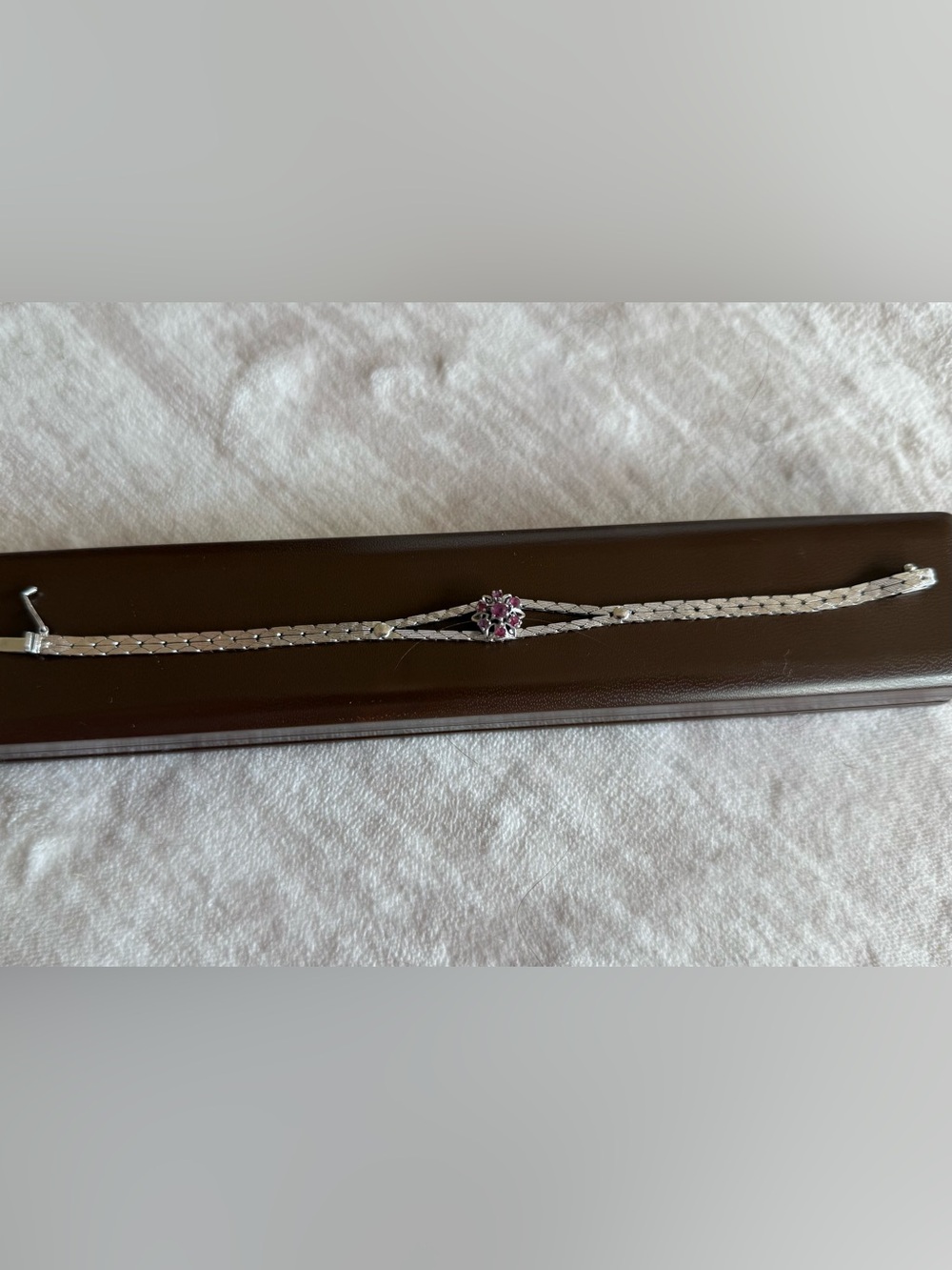 White Gold, German, 8K Women's Bracelet with Rare Pink Topaz